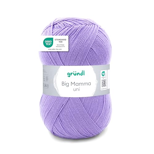 Gründl Wolle Big Mamma Uni - 1 Knäuel 400 g / 1040 m - Strickgarn - Häkelgarn - 100% Polyacryl - Weich & Pflegeleicht - Nadelstärke 3,5-4,5 - violett von Gründl