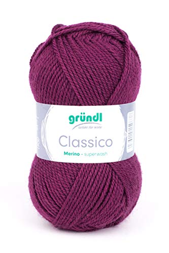 Gründl Wolle Classico, Merino superwash,50 gr. tolle Farben zum Stricken u. Häkeln, (11 bordeaux) von Gründl