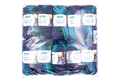 Gründl Wolle Filzwolle Spectra, (OEKO-TEX zertifiziert, 100% Schurwolle zum Filzen, 100 g / 100 m, 10 Knäuel á 100 g),ocean multicolor von Gründl