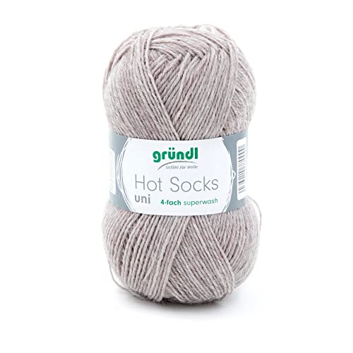 Sockenwolle 4fädig uni 50g | Gründl Hot Socks 4-fädig einfarbig | Strumpfwolle Sockengarn (4ply, 4fach) | 75% Wolle, 25% Polyamid | Socken stricken und häkeln (25 - sand) von Gründl