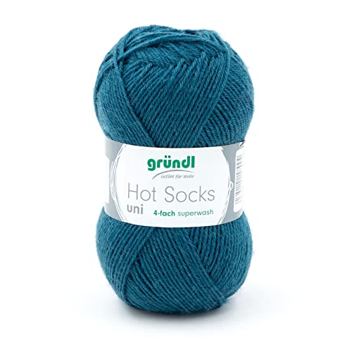 Sockenwolle 4fädig uni petrol 50g | Gründl Hot Socks 4-fädig einfarbig | Strumpfwolle Sockengarn (4ply, 4fach) | 75% Wolle, 25% Polyamid | Socken stricken und häkeln (44 - petrol) von Gründl