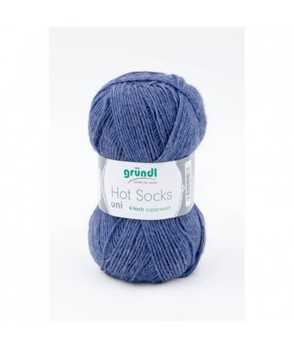 Strumpfwolle Hot Socks uni, 75% Schurwolle, 25% Polyamid, Oeko-Tex Standard, 50g, 210m, Farbe 59, jeans meliert von Gründl