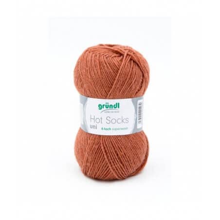 Strumpfwolle Hot Socks uni, 75% Schurwolle, 25% Polyamid, Oeko-Tex Standard, 50g, 210m, Farbe 64, kupfer meliert von Gründl