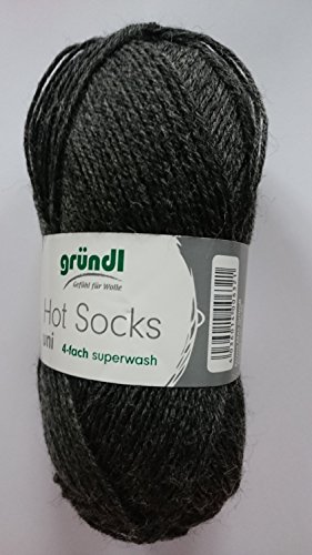 Hot Socks Uni ,4-fach-Wolle 05 Anthrazit-meliert Uni von Grundl