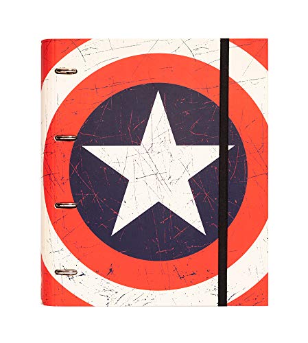 Erik Marvel Captain America Shield Ordner Schule oder Büro - 2 Ringe - Rückenschilder Ordner mit Motiv - Ringordner Pappe von Grupo Erik