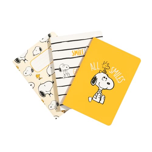 Grupo Erik 3er Pack Peanuts Snoopy Notizbücher A6 - Notizbuch klein A6-1 Notizbuch Liniert 1 Notizbuch Dotted 1 Notizbuch Blanko - Notizblock A6 Snoopy Merch von Grupo Erik