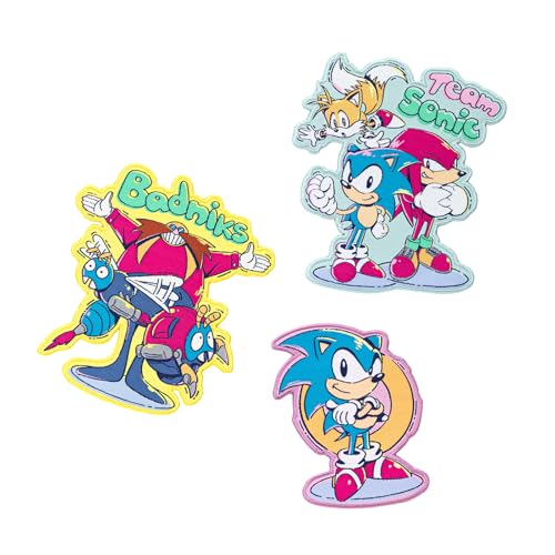 Grupo Erik 3er Set Aufnäher Sonic The Hedgehog | Bügelbilder Aufbügler Aufnäher Aufnäher Stickerei Patches Applikation Patches für Kleidung Patches für Rucksäcke von Grupo Erik