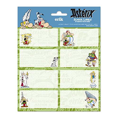 Grupo Erik Aufkleber, Asterix und Obelix Etiketten mit einer Größe von 8x4 cm und Illustrationen mit den Hauptfiguren, Etiketten zum Beschriften, 16 Klebeetiketten Set von Grupo Erik