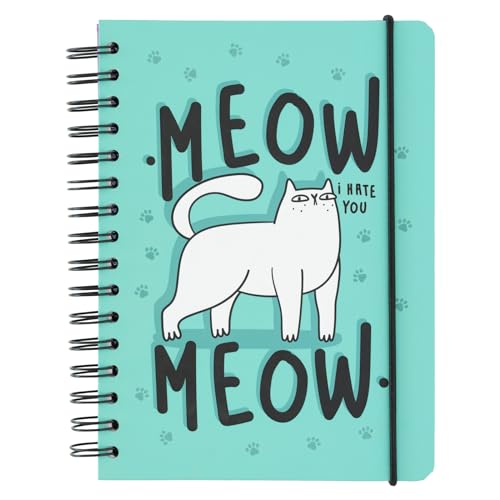 Grupo Erik Bullet Journal Dotted A5 Meow Meow - Hard Cover Notizblock A5 Ringbuch Notizbuch A5 Dotted Tagebuch für Erwachsene und Kinder mit Ringbindung von Grupo Erik