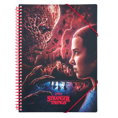 Grupo Erik Folien Ordner A4 Schmal Stranger Things Ordner mit Folien A4 Dokumentenmappe A4 mit 30 Hüllen - Offizieller Netflix Stranger Things Merch von Grupo Erik