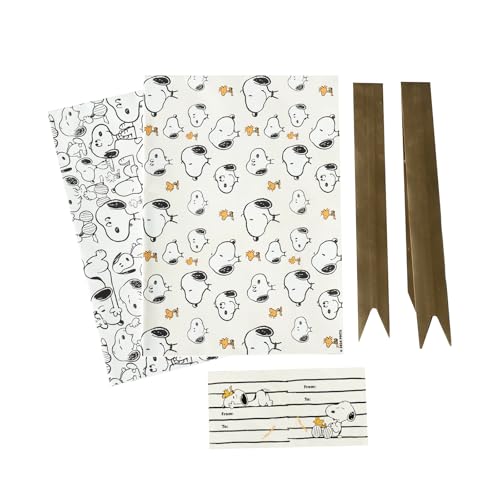 Grupo Erik Geschenkpapier Set Peanuts Snoopy Geschenkpapier Schleifen und Aufkleber Packpapier - 2 Geschenkpapierbögen 50 x 70 cm Geschenkpapier Weihnachten oder Geschenkpapier Geburtstag von Grupo Erik