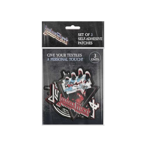 Grupo Erik Patches zum Aufbügeln Bügelbilder für Textilien Judas Priest Set 3 Bügelflicken Aufnäher Erwachsene und Kinder von Grupo Erik