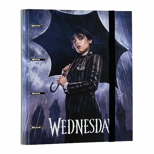 Grupo Erik Ringordner A4 Schmal 4 Ringe - Ordner A4 Schmal Premium Wednesday Addams Fanartikel Aktenordner 4 Ringe - A4 Ordner A4 Schmal - Ringbuch A4 Aktenordner A4 Büro Zubehör Schul Zubehör von Grupo Erik