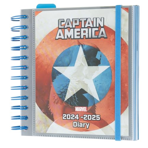 Grupo Erik Schulplaner 2024 2025 Marvel Captain America Schild Kalender 2024 Buchkalender Tagesansicht Planer 2024 2025 Schüler Terminkalender 2024/2025 Ringbuch - Hausaufgabenheft 2024/2025 von Grupo Erik