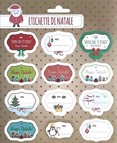 Grupo Erik: Weihnachtsetiketten Aufkleber | 16 Stück Aufkleber für Weihnachten auf Italienisch, als Geschenkanhänger für Weihnachten zur Personalisierung von Geschenken, Weihnachtsgeschenken von Grupo Erik