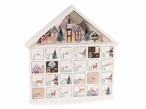 Adventskalender in Form eines Hauses aus weißem Holz - Geschenkidee zu Weihnachten von Gruppo Maruccia