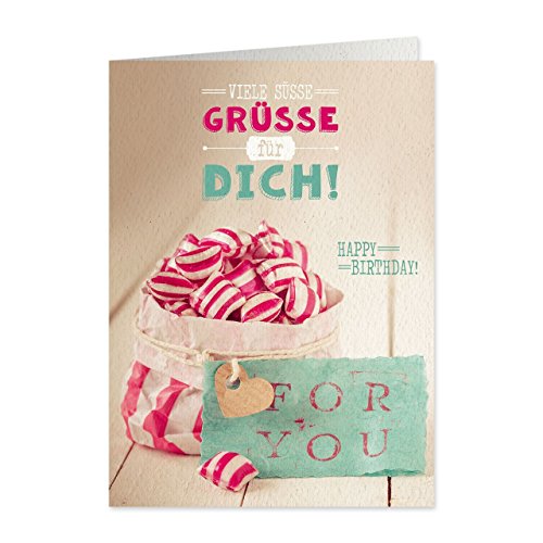 Sheepworld, Gruss & Co - 77530 - Klappkarte, Retro Nr. 11, Viele Süsse Grüsse für Dich! Happy Birthday von Gruss und Co