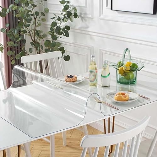 Gruytoie Abwaschbare Tischdecke Rechteckige, Tischdecke Durchsichtig Wasserdicht, PVC Transparent Tischdecke, für Schreibtisch Tisch Esstisch (2mm 60x90cm/24x35in) von Gruytoie