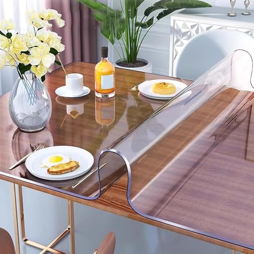 Gruytoie Rechteckige Tischdecke Durchsichtig PVC, 2 mm Dick Klare Wasserdicht Tischdecke, Tischdecke transparent Abwaschbar Fettdicht, für Innen- und Außenbereiche (100x100cm/39x39in) von Gruytoie