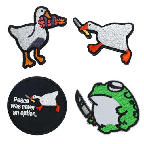 4 Stück Klett Patches Patch Velcro Patch Tier Klett Lustig Patches süße Ente Klett MilitäR GäNse Enten Lustiger Süßer Entenbissmesser-Aufnäher für Jungen, MäDchen, Jacken, Jeans, RucksäCke von Gsedaox