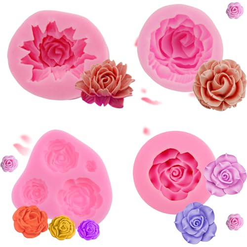 4 Stücke 3D Blume Silikon Seifen Form,Seifenform,Silikonform Seife,Seifenformen Zum Gießen,Für Muffins Cupcakes Kuchen Pudding Eiswürfel Gelee Seife. von Gsedaox