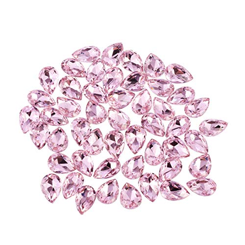 Gshy AB Edelsteine Acryl klar Strass Kristall zum Nähen Strass Knöpfe aus Kristall für Kleidung Kleid Dekoration 50 Stück 10 x 14 mm (Rosa) von Gshy