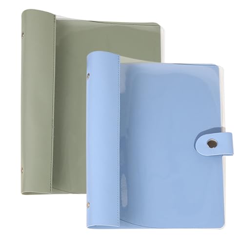 Gsrhzd Ringbuch A5, 2 Stück Ringbuch A5 Nachfüllbar, Transparent PVC A5 Binder (Innenpapier Nicht Enthalten), 6 Ring Ringordner A5, für Büro-,Schul- und Reisearbeiten (Blau, Grün) von Gsrhzd