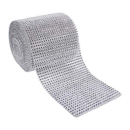 10 Yards 24 Reihen Strass-Netzband, silbriges Kunststoff-Diamant-Staub-Band, Strass-Streifen, Rolle, Strass-Band-Rolle für Zuhause, Hochzeit von Gsycle