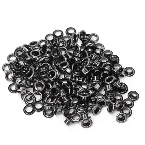 100 Set Metallösen Ösen, 4 mm Messingösen Kleidung Tasche Zubehör Doppelseitige Ösen Ösen-Set Ösen-Werkzeugset für Stoffgürtel Leder DIY Handwerk (Black) von Gsycle