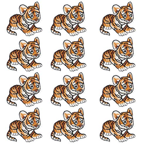 12 PCs Little Tiger Iron auf Patch, starke Viskosität Stickstofftuch auf Flecken Tigerflecken Stoff für Bekleidungskoffer Bag Dekoration 12 PCs Little Tiger Iron auf Patch, starke Viskosität Stickstofftuch auf Flecken Tigerflecken Stoff für Bekleidungskoffer Bag Dekoration von Gsycle