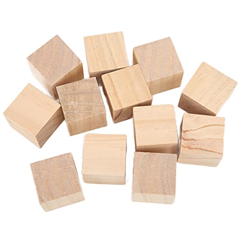 12 Stück Holzklötze zum Basteln, unlackierte, glatte kleine Holzklötze, Holzwürfel, schlichte Holzklötze, Holzwürfel zum Basteln, Heimdekoration, 4 cm von Gsycle