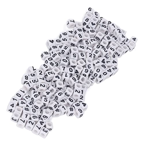 300 Stcs Acrylnummer Perlen, weiße 7x7mm Perlenwürfel Form Lose Perlen Making Kit für Schmuck Making DIY Armbänder Dekorationen von Gsycle