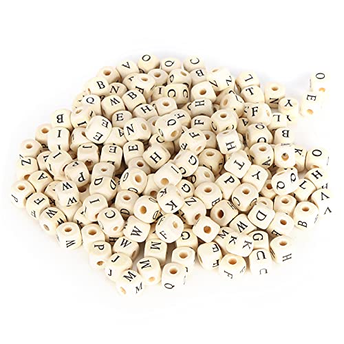 300pcs Holzbuchstabenperlen, runde Lochperlen Würfel Gravierte Buchstabe Spacer DIY Schmuckzubehör für Schmuckarmband machen von Gsycle