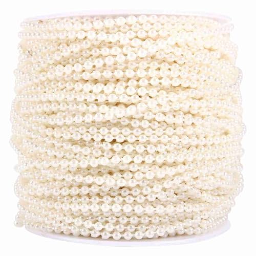 50 m Rolle 3 mm Perlenschnur, Angelschnur, Perlenband, Perlenkette, Girlande, Hochzeitsdekoration, Mittelstücke für Partyzubehör, DIY-Zubehör (Beige) von Gsycle