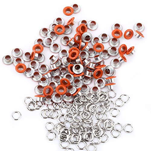 Gsycle 100 Sets 5 mm runde Metallösen, metallische Scrapbooking-Ösen, Schnallenösen und Ösen für Lederhandwerk, Bekleidungszubehör (Orange) von Gsycle