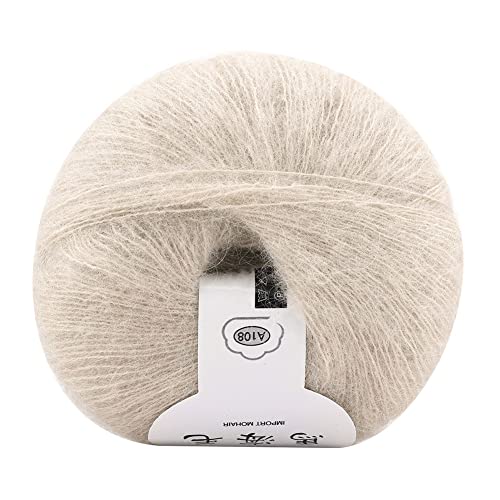 Mohair-Strickwollgarn, bequemes, glänzendes Bouclé-Garn, weiches Angora-Wollgarn für DIY Schal, Schal, Häkelgarnzubehör (17 beige) von Gsycle