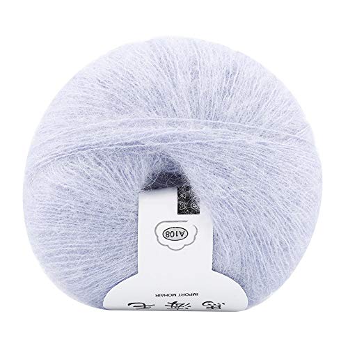 Mohair-Strickwollgarn, bequemes, glänzendes Bouclé-Garn, weiches Angora-Wollgarn für DIY Schal, Schal, Häkelgarnzubehör (19 silver gray) von Gsycle