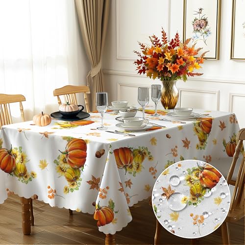 GthreeD Herbst Tischdecke Kürbis Herbstblätter Sonnenblumen Tischdecke Abwaschbar Tischdecken Herbst Dekoration Tischdecke Geeignet für Erntedankfest Herbst Deko Innen Outdoor 110x140 cm von GthreeD