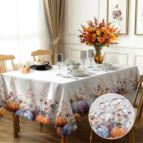 GthreeD Herbst Tischdecke Kürbis Herbstblätter Sonnenblumen Tischdecke Abwaschbar Tischdecken Herbst Dekoration Tischdecke Geeignet für Erntedankfest Herbst Deko Innen Outdoor 140x180 cm von GthreeD