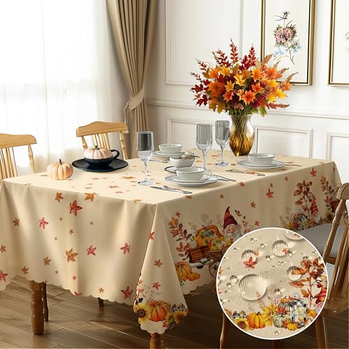 GthreeD Herbst Tischdecke Kürbis Herbstblätter Sonnenblumen Tischdecke Abwaschbar Tischdecken Herbst Dekoration Tischdecke Geeignet für Erntedankfest Herbst Deko Innen Outdoor 140x180 cm von GthreeD