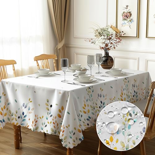 Lebendige Blätter Tischdecke Abwaschbar Florals Landhausstil Polyester Tischdecke Outdoor Rechteckig Geeignet für Party Picknick Essen Garten 110x140cm von GthreeD