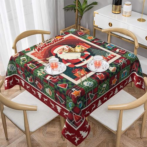 Personalisierte Weihnachten Tischdecke Rechteckig Abwaschbar Weihnachtstischdecke für Weihnachts Party Weihnachtstag zum Weihnachtsdeko Tischdecken für Party 152 x 152cm (DE-TischdeckeP02, 137x137 cm) von GthreeD