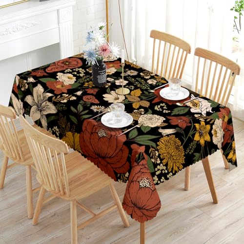 Tischdecke Rechteckig Blumen Garten Florals Landhausstil Polyester Vintage Tischtuch Outdoor Abwaschbar Tischdecken Geeignet für Party Picknick Essen Garten 110x140cm von GthreeD