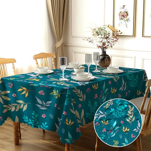 Tischdecke Rechteckig Blumen Garten Landhausstil Polyester Tischtuch Outdoor Abwaschbar Tischdecken Geeignet für Party Picknick Essen Garten 140x180cm von GthreeD