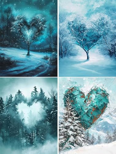 4 Stück Diamond Painting Set Liebe, 5D Diamond Painting Erwachsene Kinder, 4er Set Diamant Painting Bilder Baum, DIY Diamant Malerei Kunst Handwerk für Dekoration Schlafzimmer Wohnzimmer Wand 15x20cm von Gtohoo