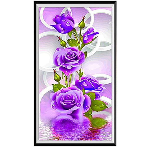 5D Diamant Painting Bilder Lila Blume,DIY Diamond Painting Set für Kinder und Erwachsene, Malen Nach Zahlen Vollbohrer Kristall Strass Mosaik Leinwand Stickerei Handwerk Wanddeko Geschenk 30x60cm von Gtohoo