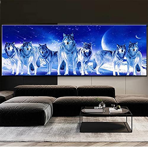 Gtohoo 5D Diamant Painting Bilder Tierische Wölfe,DIY Diamond Painting Set für Kinder und Erwachsene, Malen Nach Zahlen Vollbohrer Kristall Strass Mosaik Leinwand Stickerei Handwerk Wanddeko 50x100cm von Gtohoo