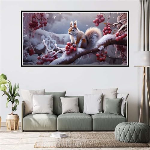 5D Diamond Painting Eichhörnchen Diamant Painting Bilder Erwachsene verschneite Landschaft Diamond Art Painting Kits Full DIY Diamant Kunst Malerei Stickerei Kreuzstich Bilder Home Wand Dekor 80x160cm von Gtohoo