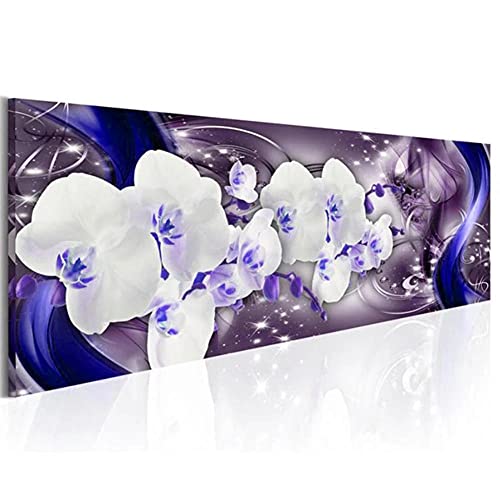 Diamond Painting Blaue orchidee,5D Diamant Painting Bilder für Erwachsene Kinder,Diaments Painting groß Vollbohrer,DIY Diamond Painting Full Set,für Heimdekor Wand Kunsthandwerk Geschenk 30x90cm von Gtohoo