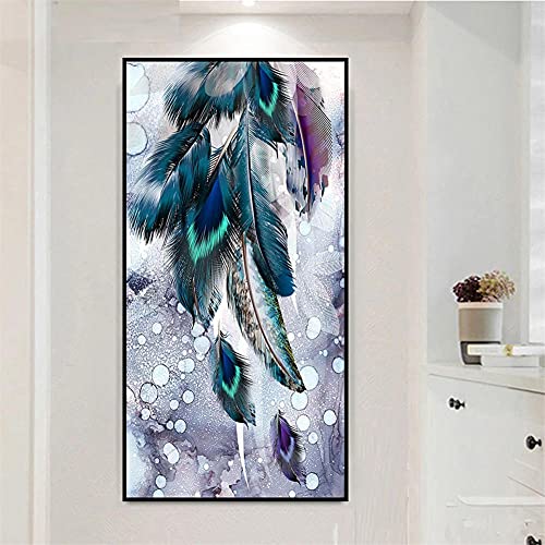 Diamond Painting Farbige Federn,5D Diamant Painting Bilder für Erwachsene Kinder,Diaments Painting groß Vollbohrer,DIY Diamond Painting Full Set,für Heimdekor Wand Kunsthandwerk Geschenk 40x120cm von Gtohoo